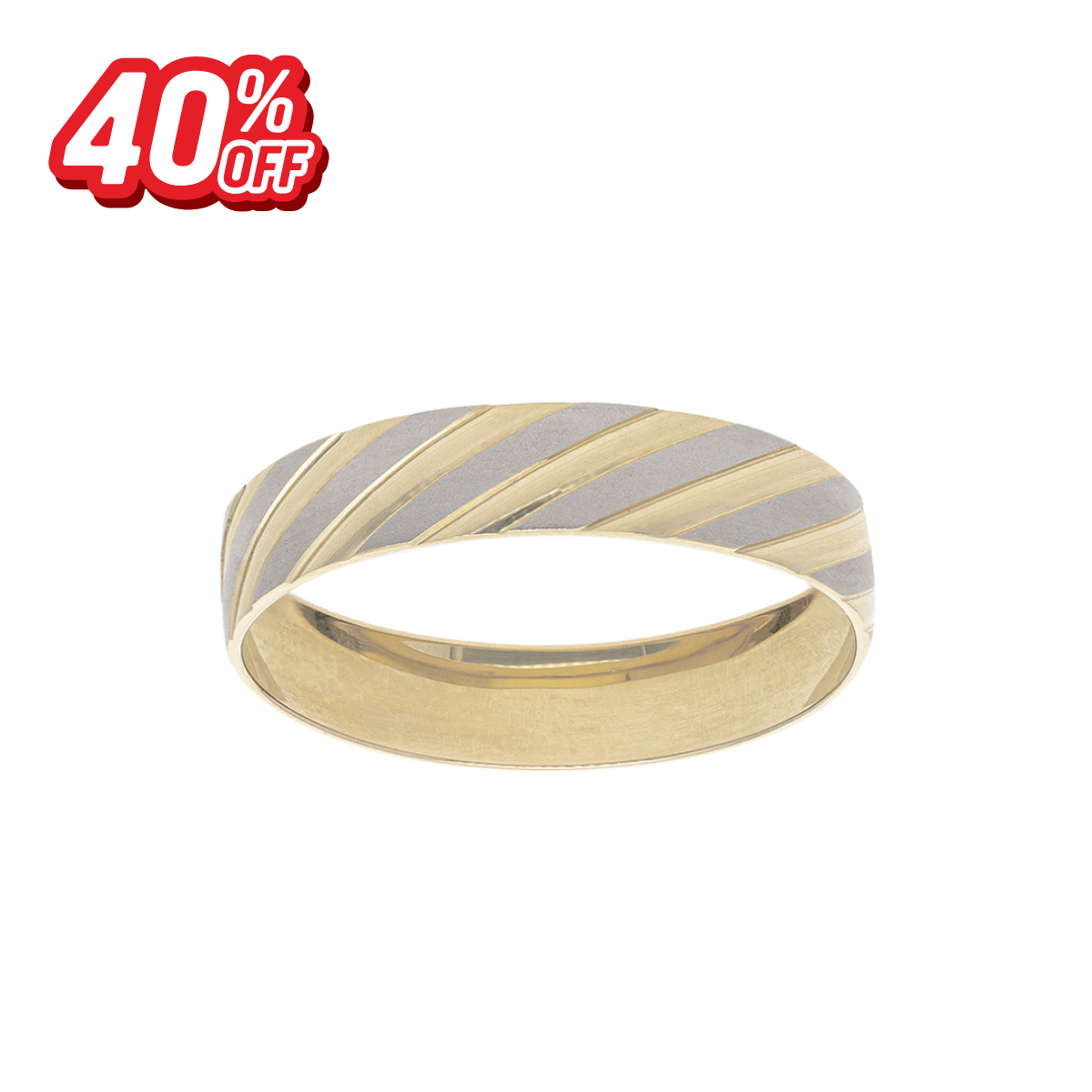 Argolla Diagonal Blanca Oro 14K