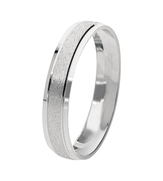 Argolla Oro 14K Blanco Mate Esmeril