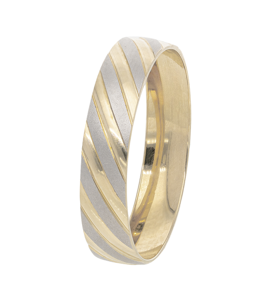 Argolla Diagonal Blanca Oro 14K