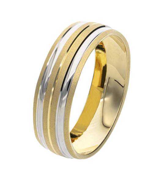 Argolla Línea Blanco Arenado Oro 14K