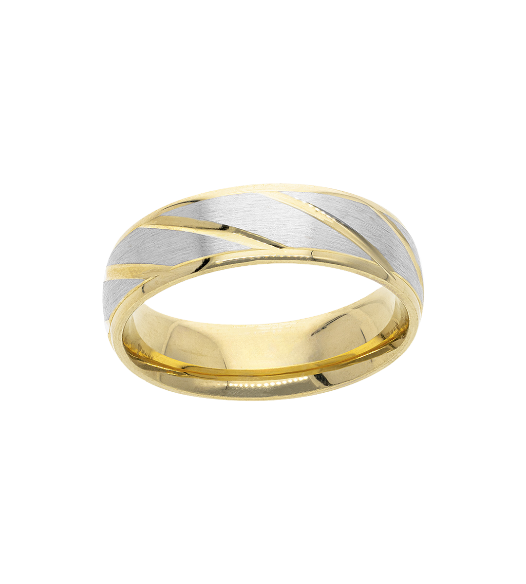 Argolla Diagonal Oro 14K Amarillo y Blanco