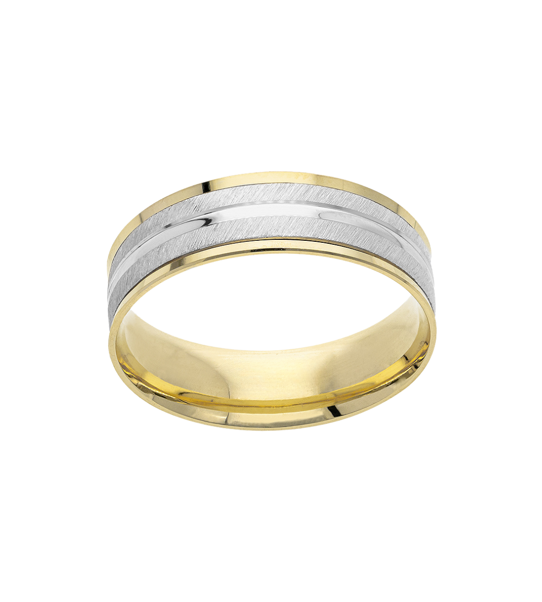 Argolla Oro 14K Amarillo y Blanco Líneas