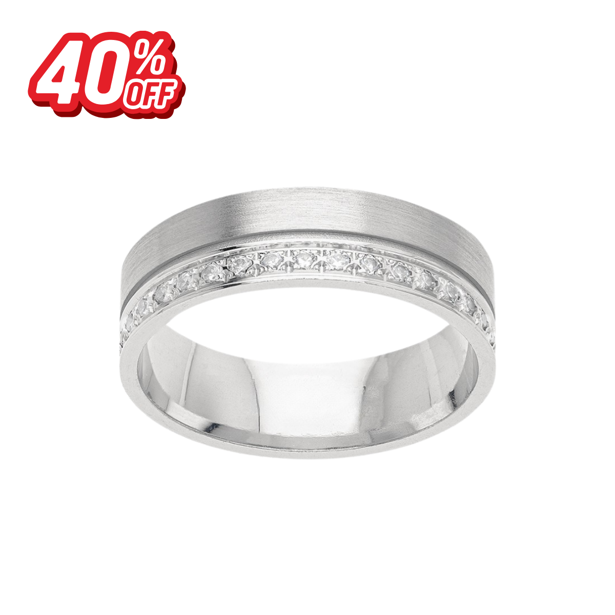 Argolla Oro 14K Blanco Zirconia