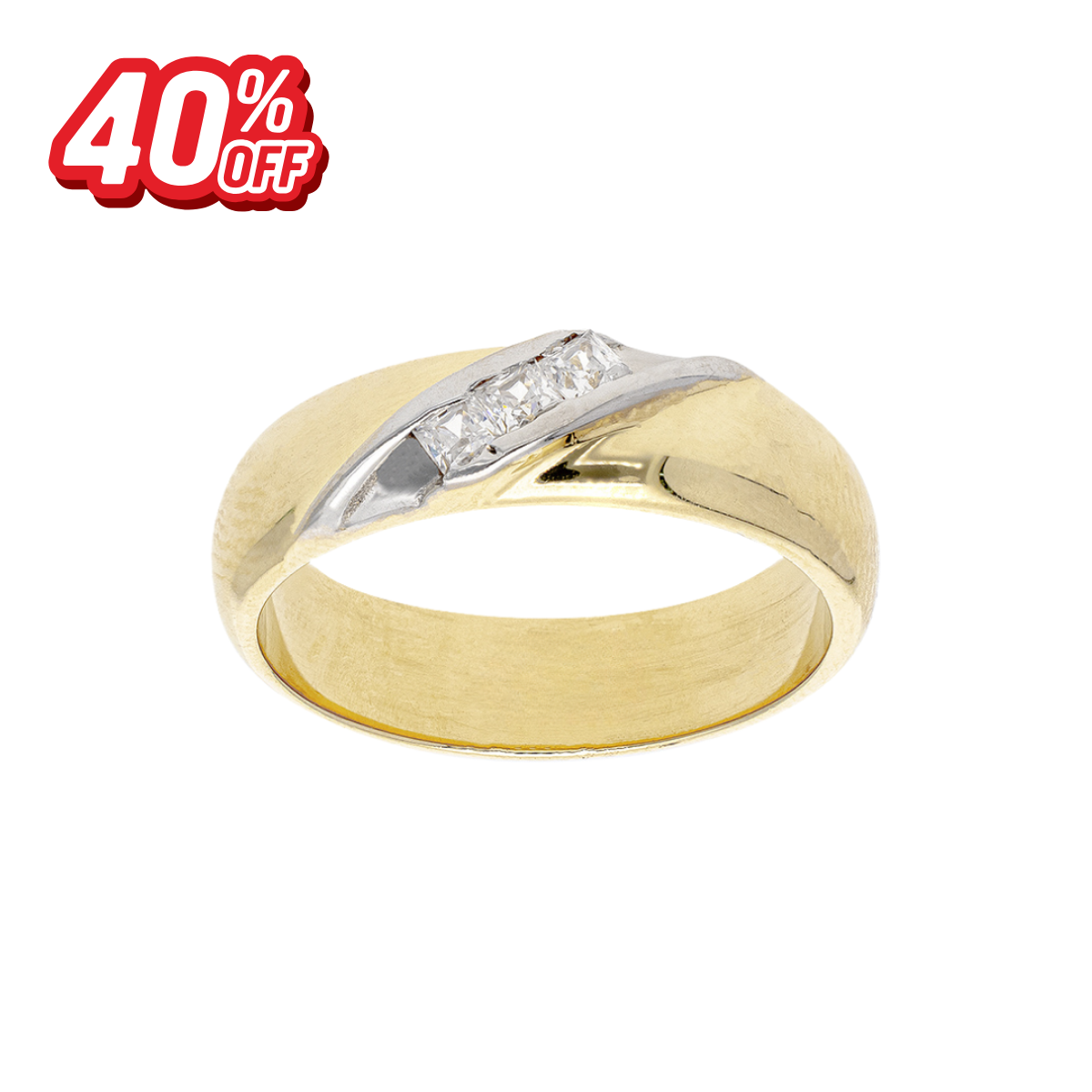 Argolla Zirconia Diagonal Oro 14K