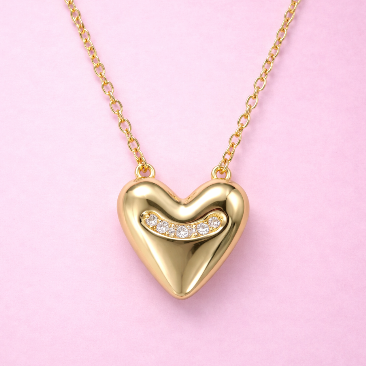 Gargantilla Corazón Oro 10k con Zirconia