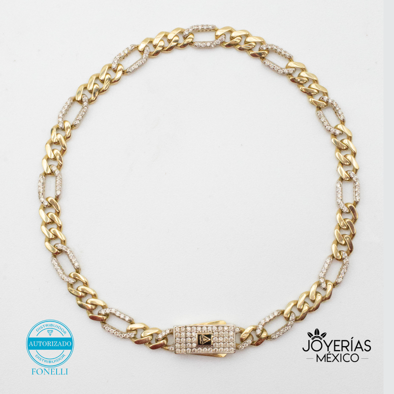 Pulsera 3x1  5mm con Zirconias de Oro 10k