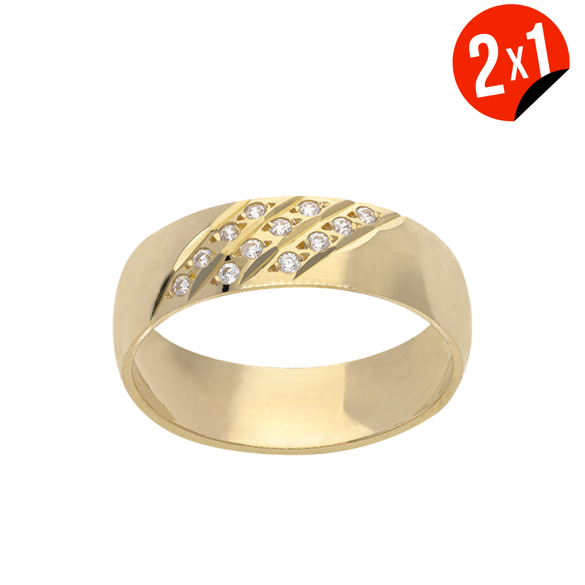 Argolla Amarillo Zirconias Oro 14K