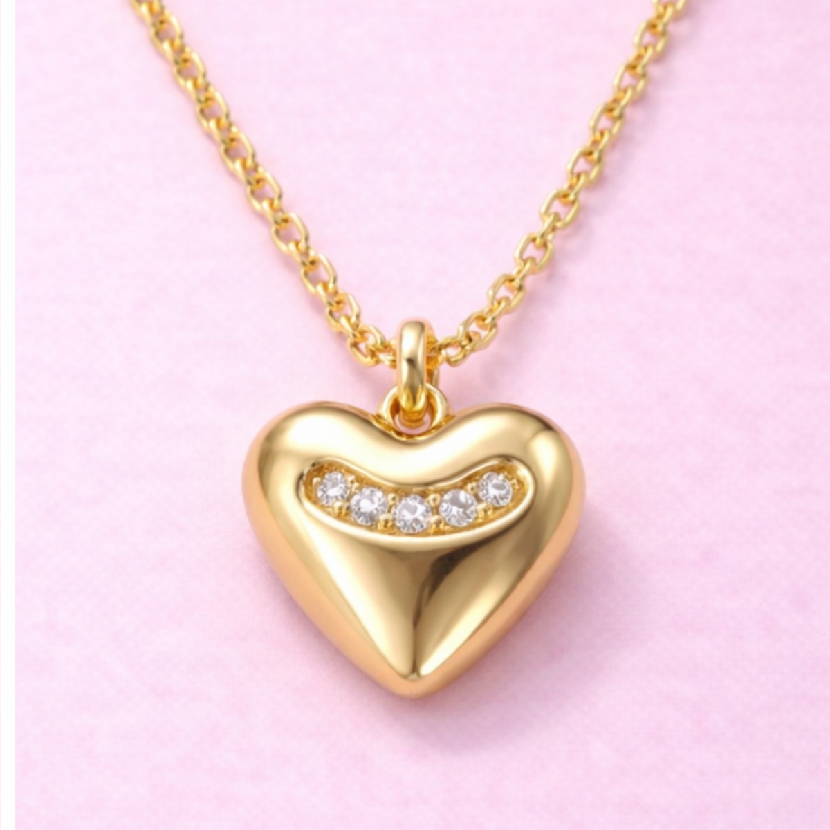 Gargantilla Corazón Oro 10k con Zirconia