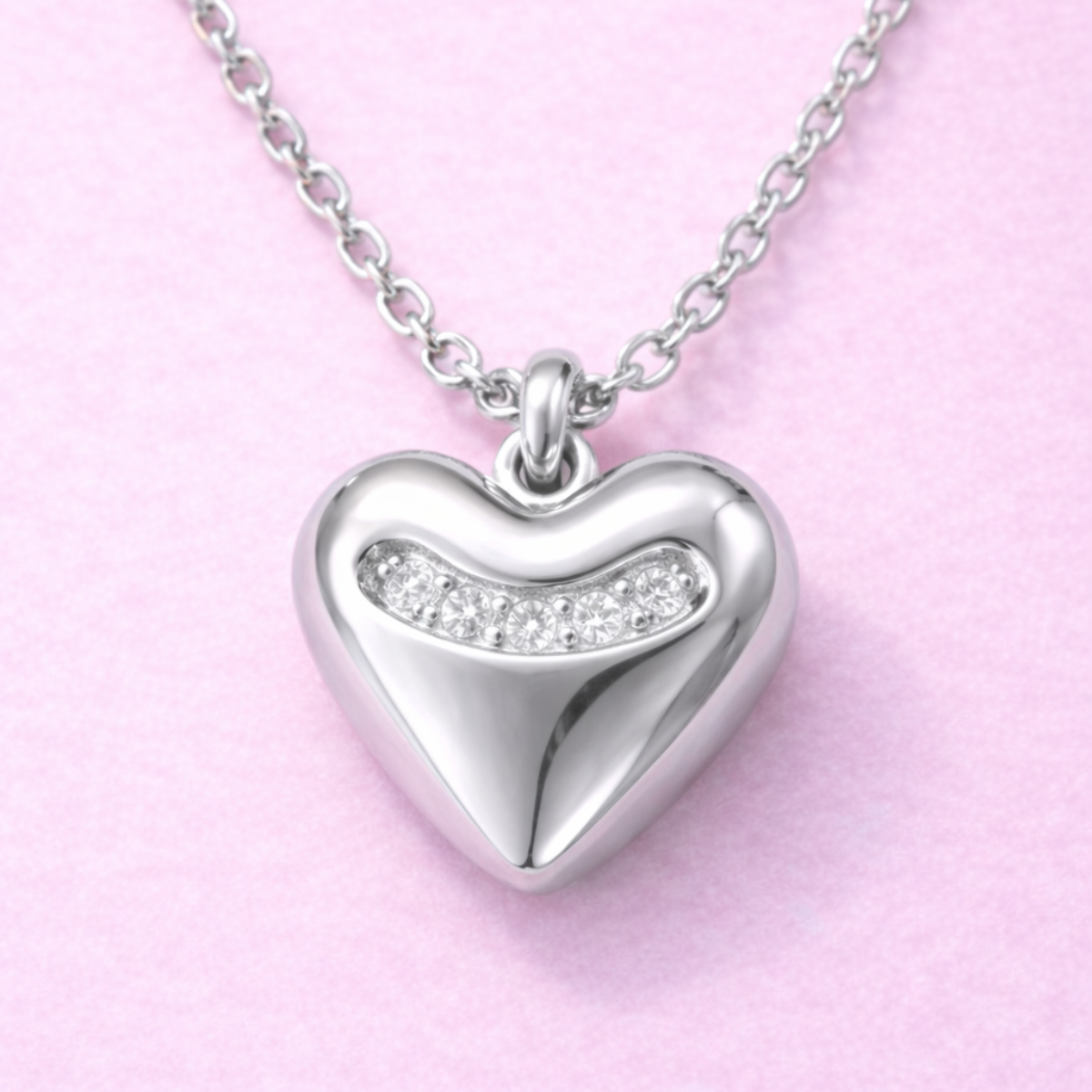 Dije Corazón Plata Ley .950 con Zirconia