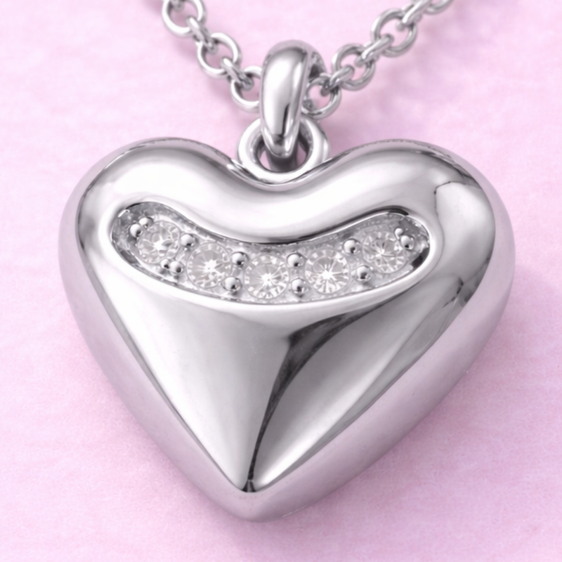 Dije Corazón Plata Ley .950 con Zirconia