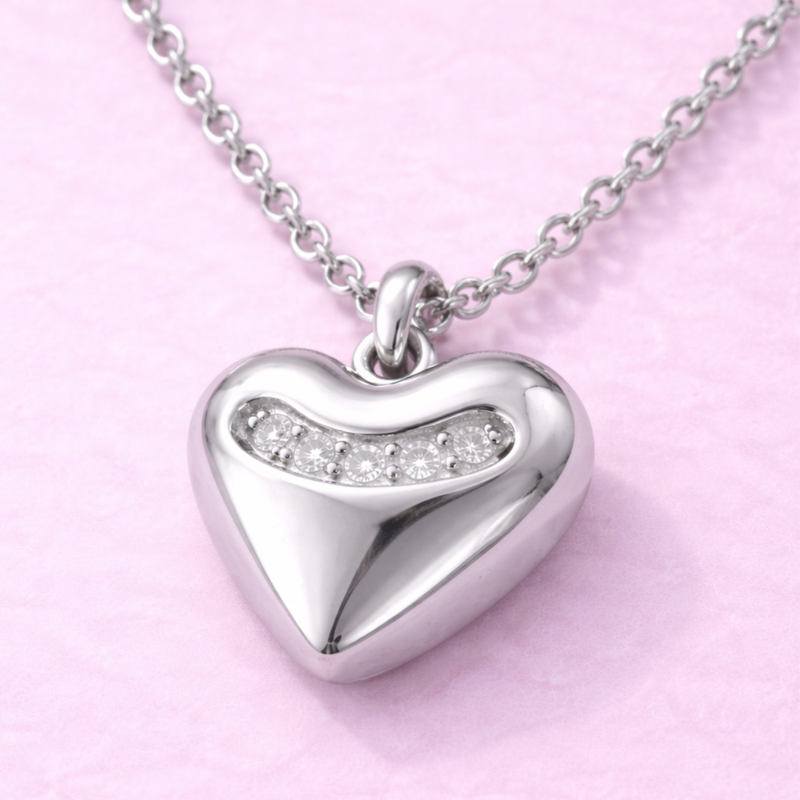 Dije Corazón Plata Ley .950 con Zirconia