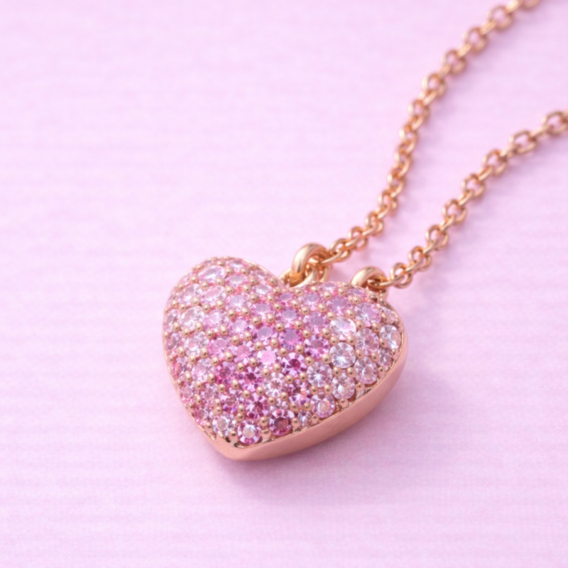 Gargantilla Corazón Oro 10k con Zirconia