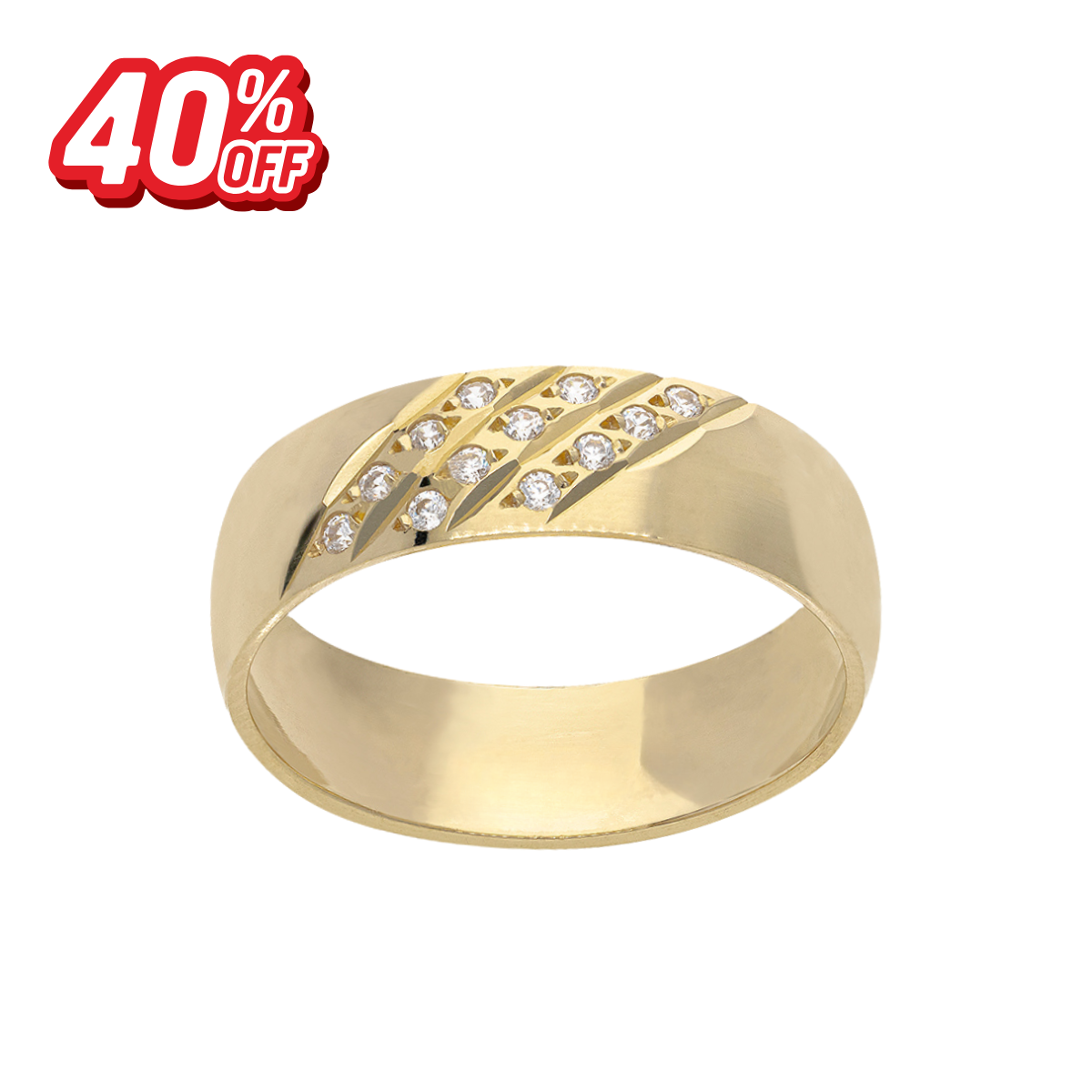 Argolla Amarillo Zirconias Oro 14K
