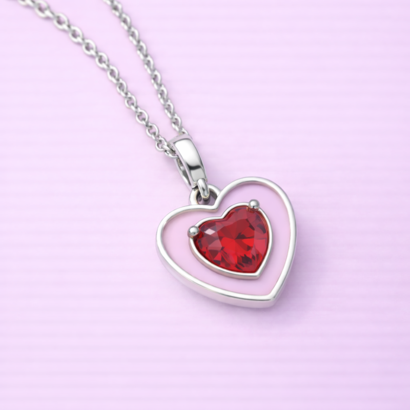 Dije Corazón Plata Ley. 950 con Zirconia