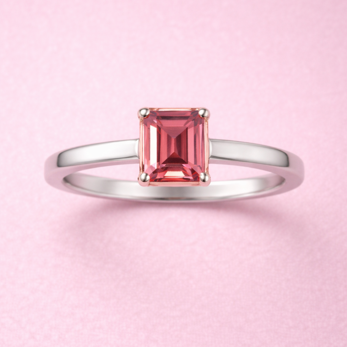 Anillo Solitario Plata ley .950 con Zirconia