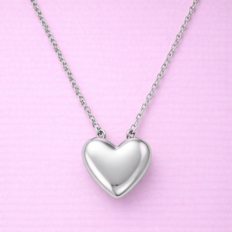 Gargantilla Corazón Liso Plata Ley .950