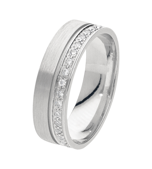 Argolla Oro 14K Blanco Zirconia