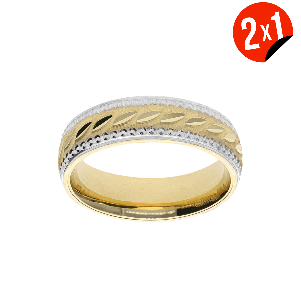 Argolla Oro Amarillo y Blanco