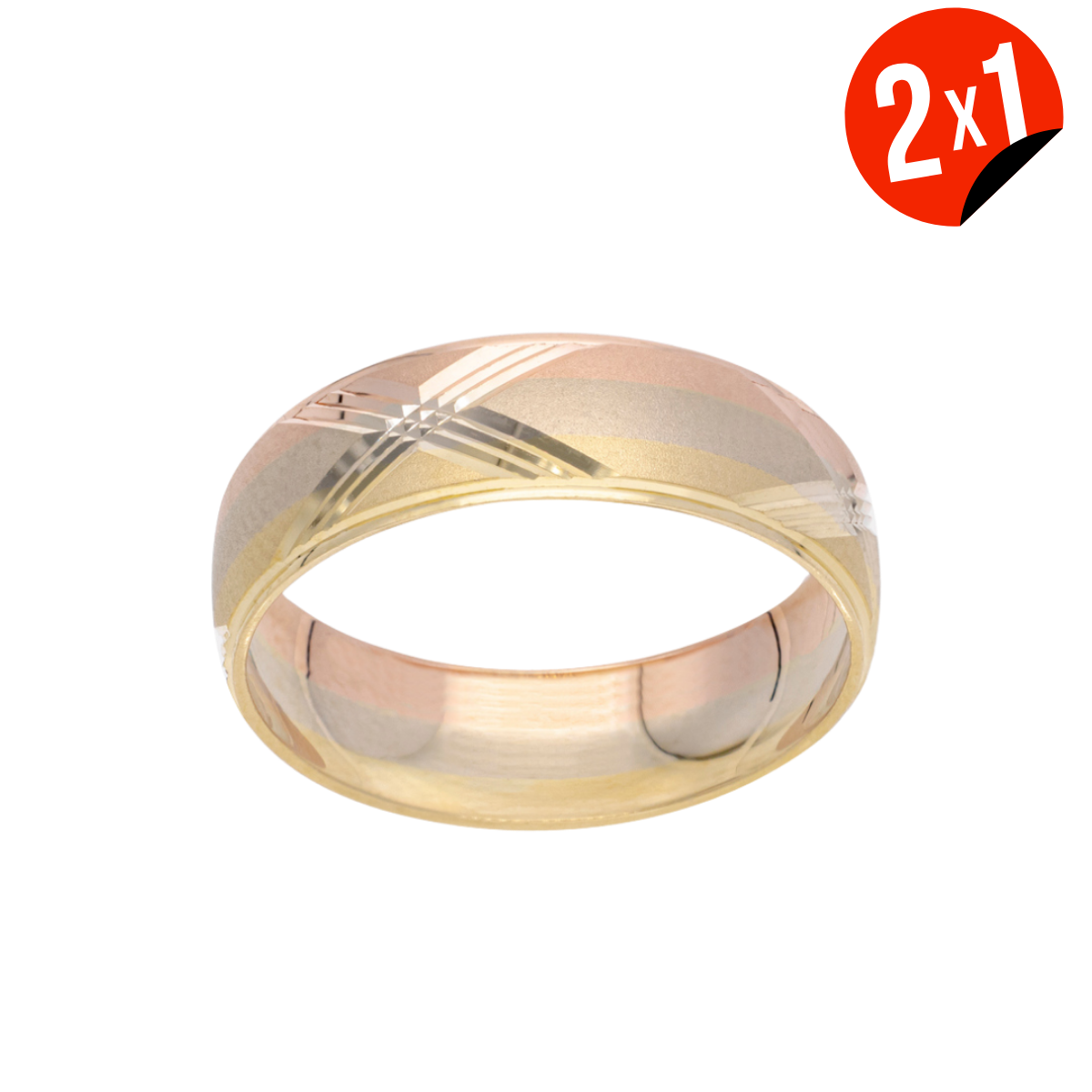 Argolla Tres Oros Diagonal Oro 10k