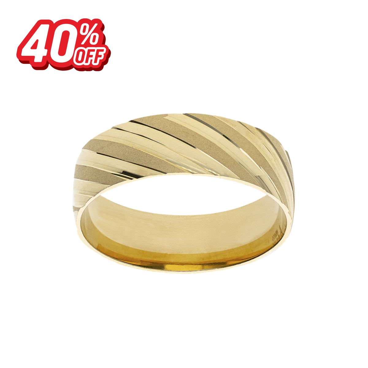 Argolla Diagonal Amarillo Oro 14K