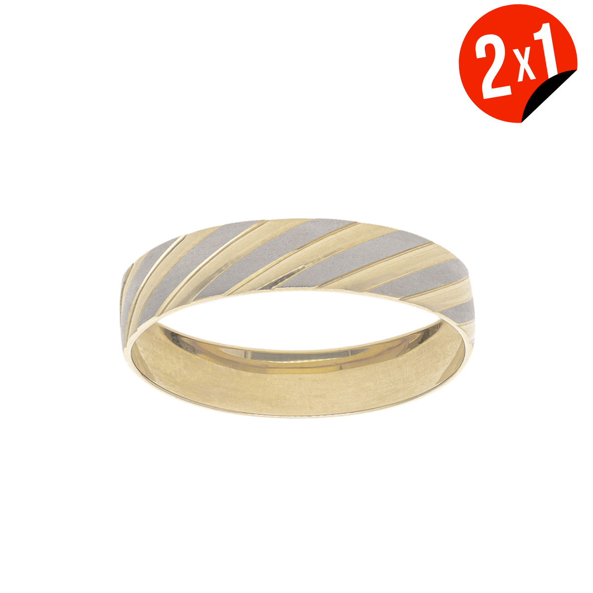 Argolla Diagonal Blanca Oro 14K