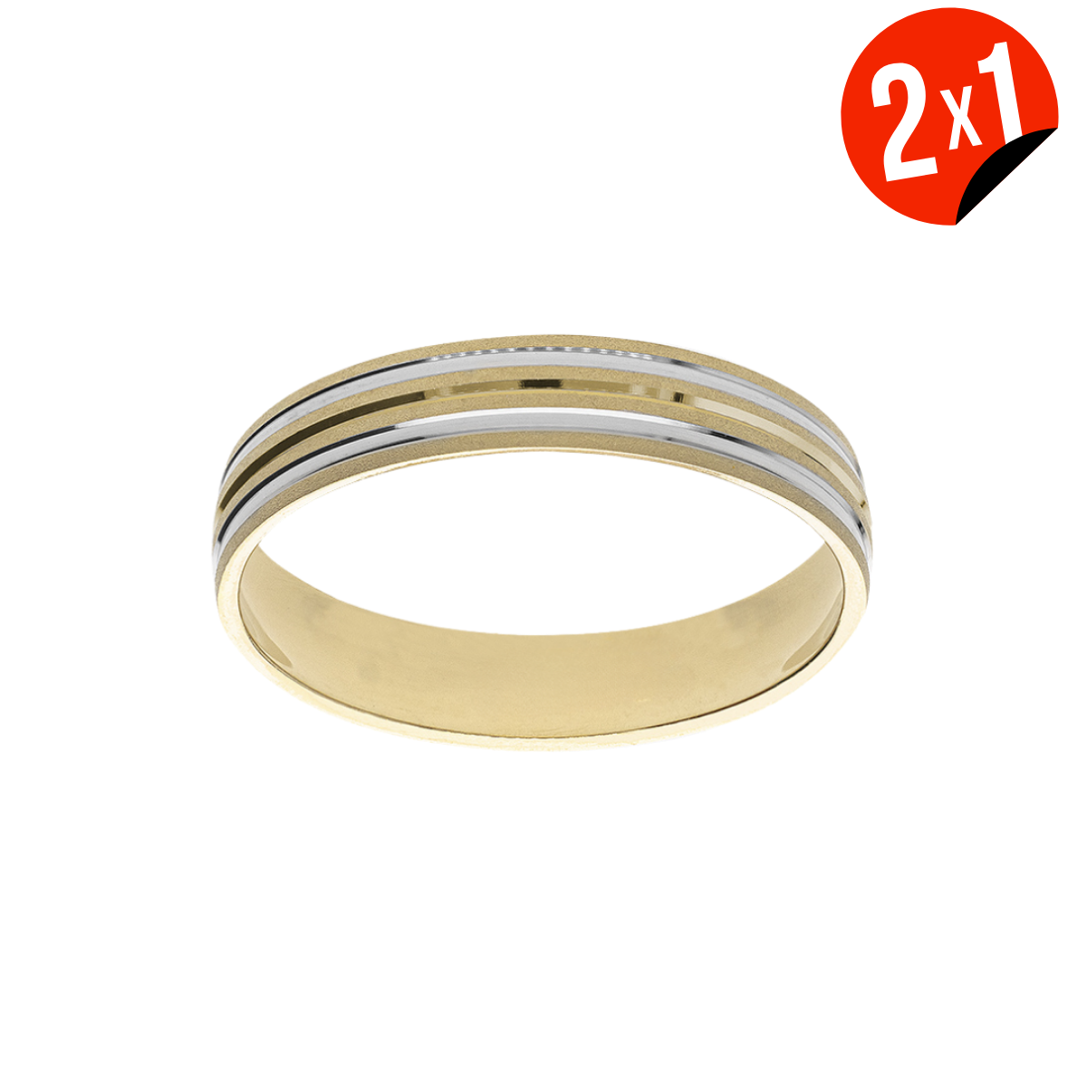 Argolla Líneas Blanco Oro 14K