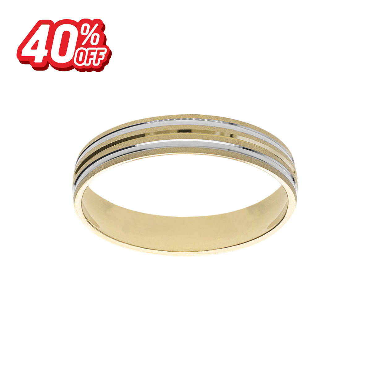 Argolla Líneas Blanco Oro 14K