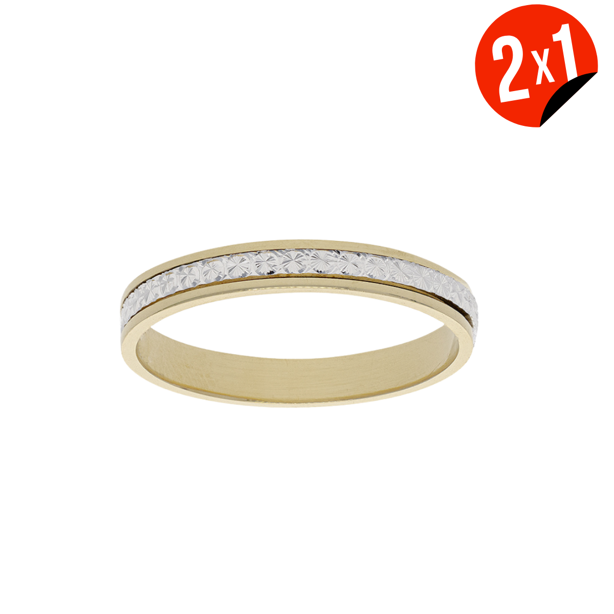 Argolla Línea Blanca Oro 14K