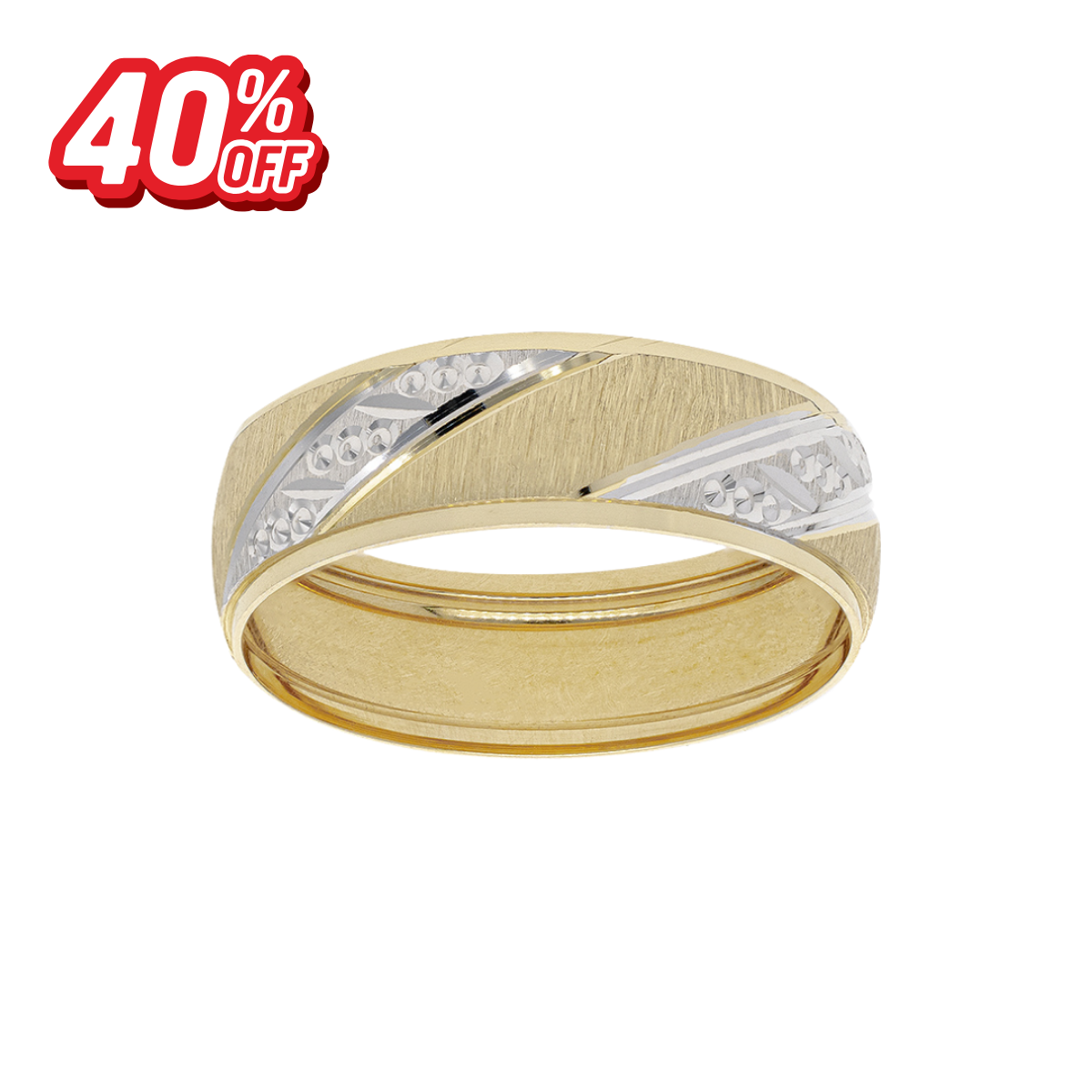 Argolla Diagonal Oro 14K Amarillo y Blanco