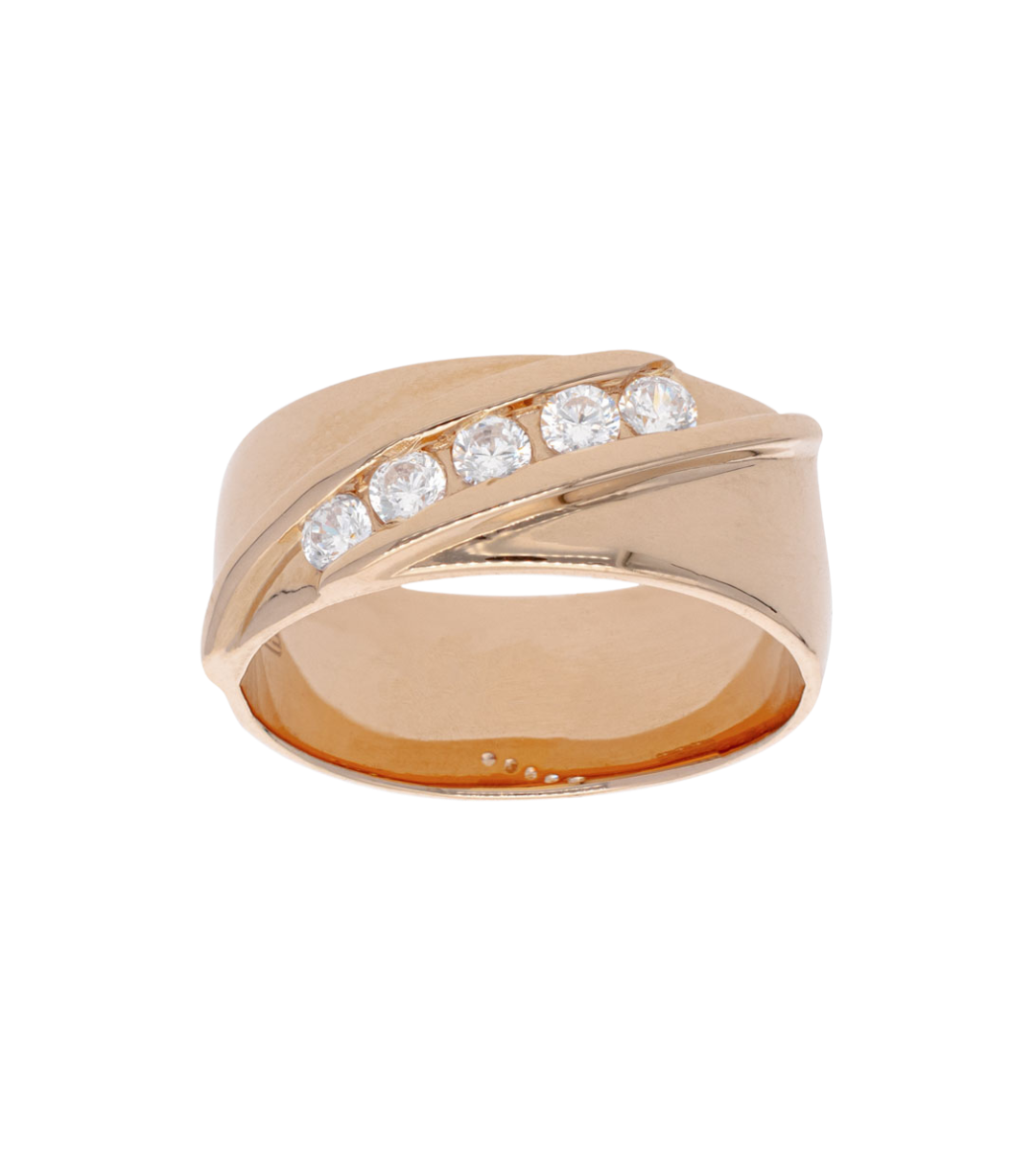 Argolla Oro Zirconia Diagonal 7mm