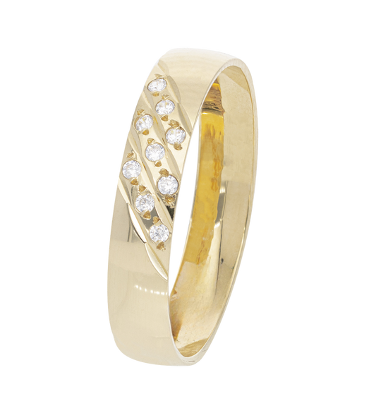 Argolla Tres Líneas con Zirconias Oro 14K