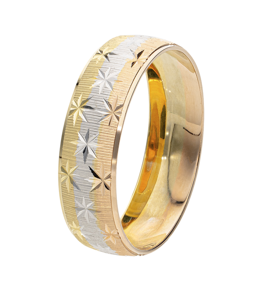 Argolla Estrellas Tres Oros 14K