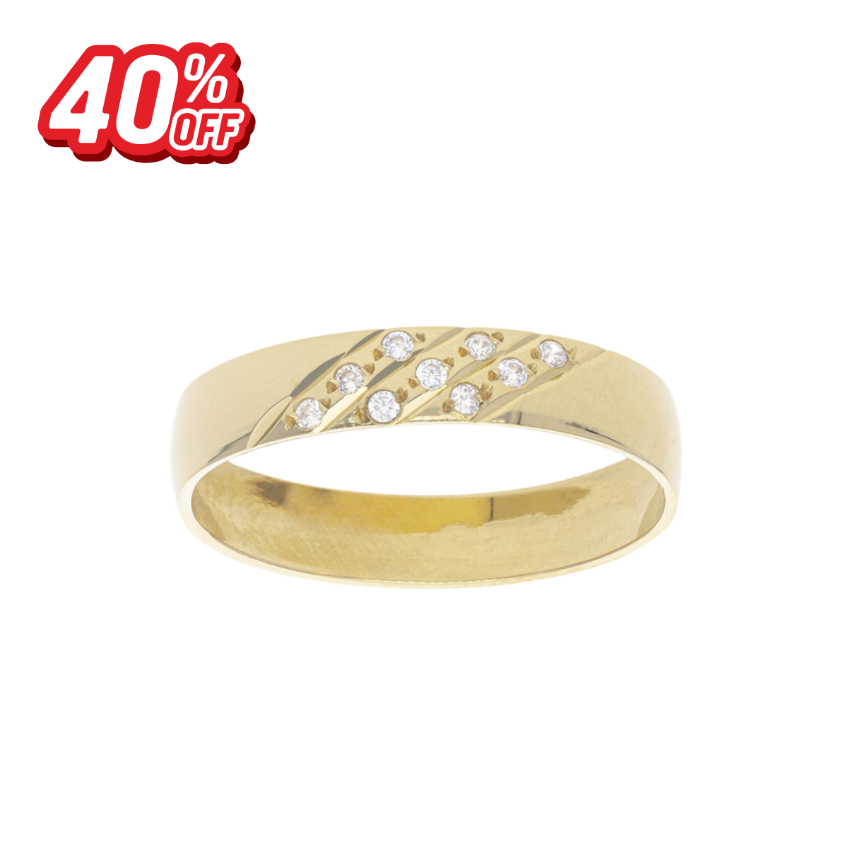 Argolla Tres Líneas con Zirconias Oro 14K