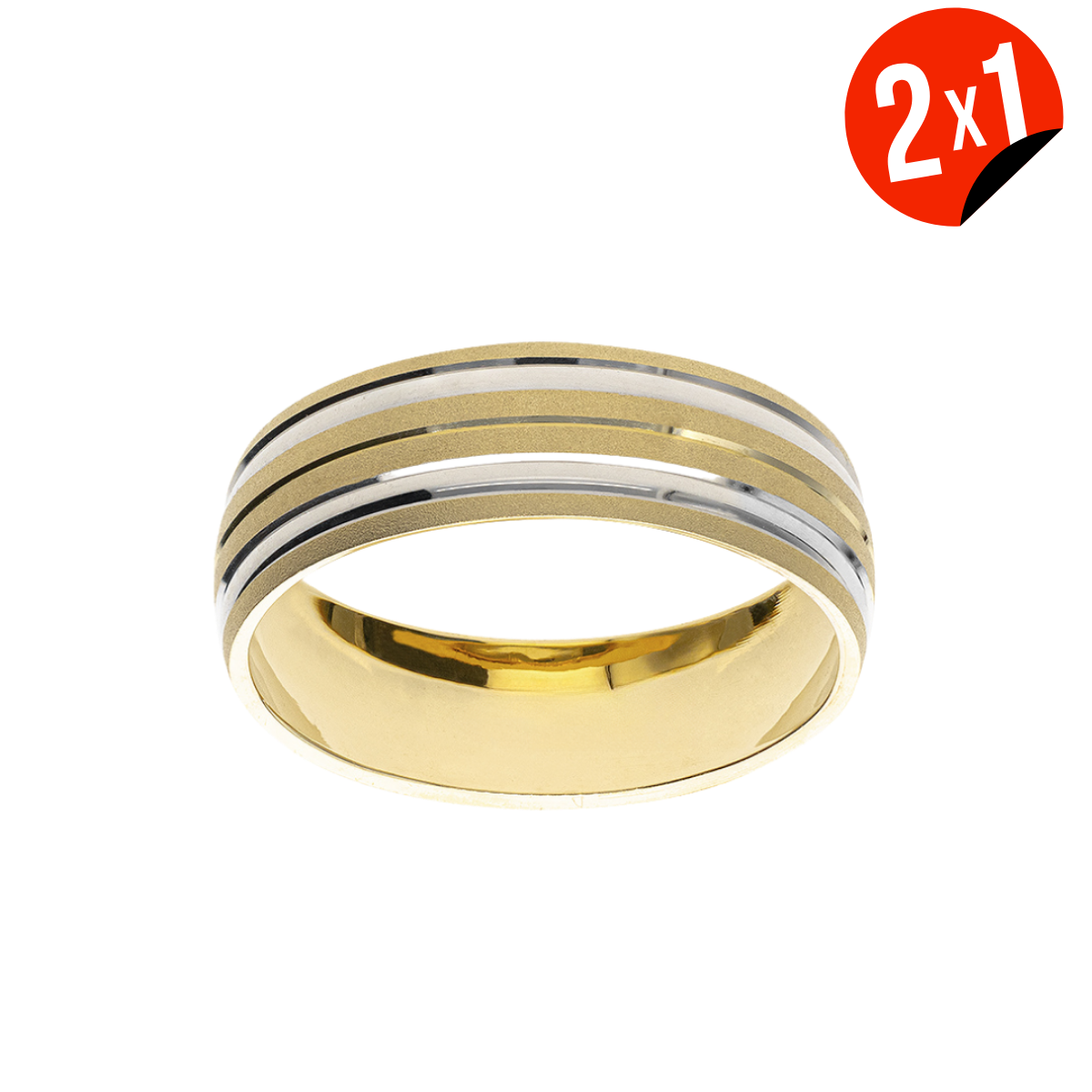 Argolla Línea Blanco Arenado Oro 14K