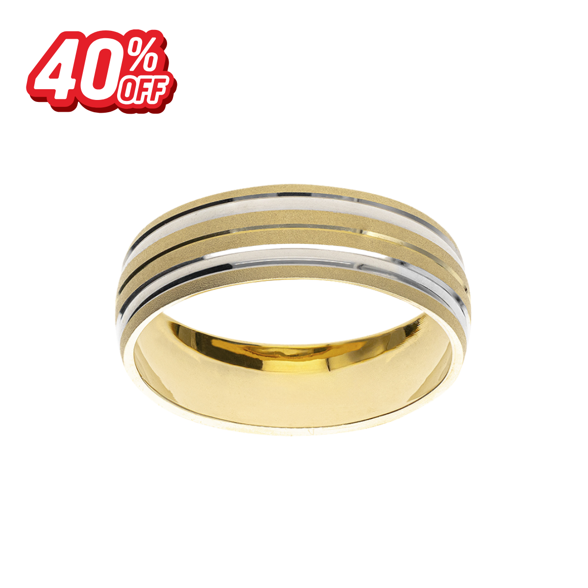 Argolla Línea Blanco Arenado Oro 14K