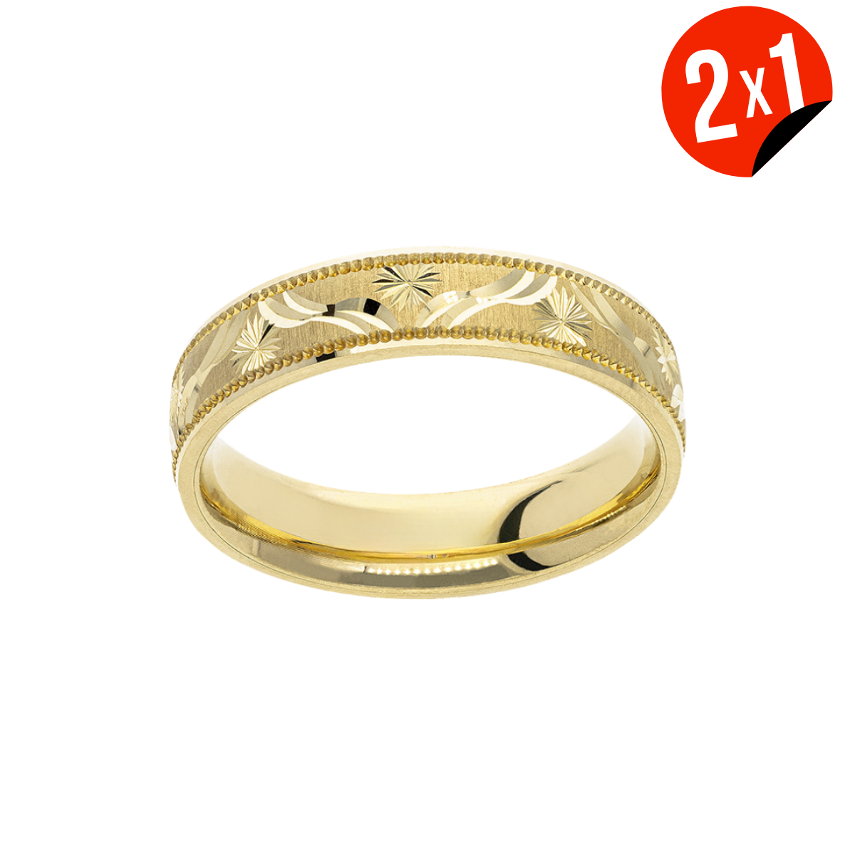 Argolla Oro Amarillo Estrellas