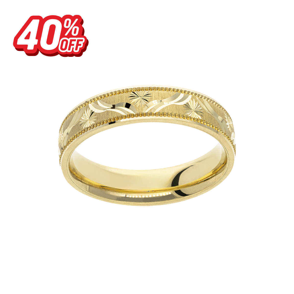 Argolla Oro Amarillo Estrellas