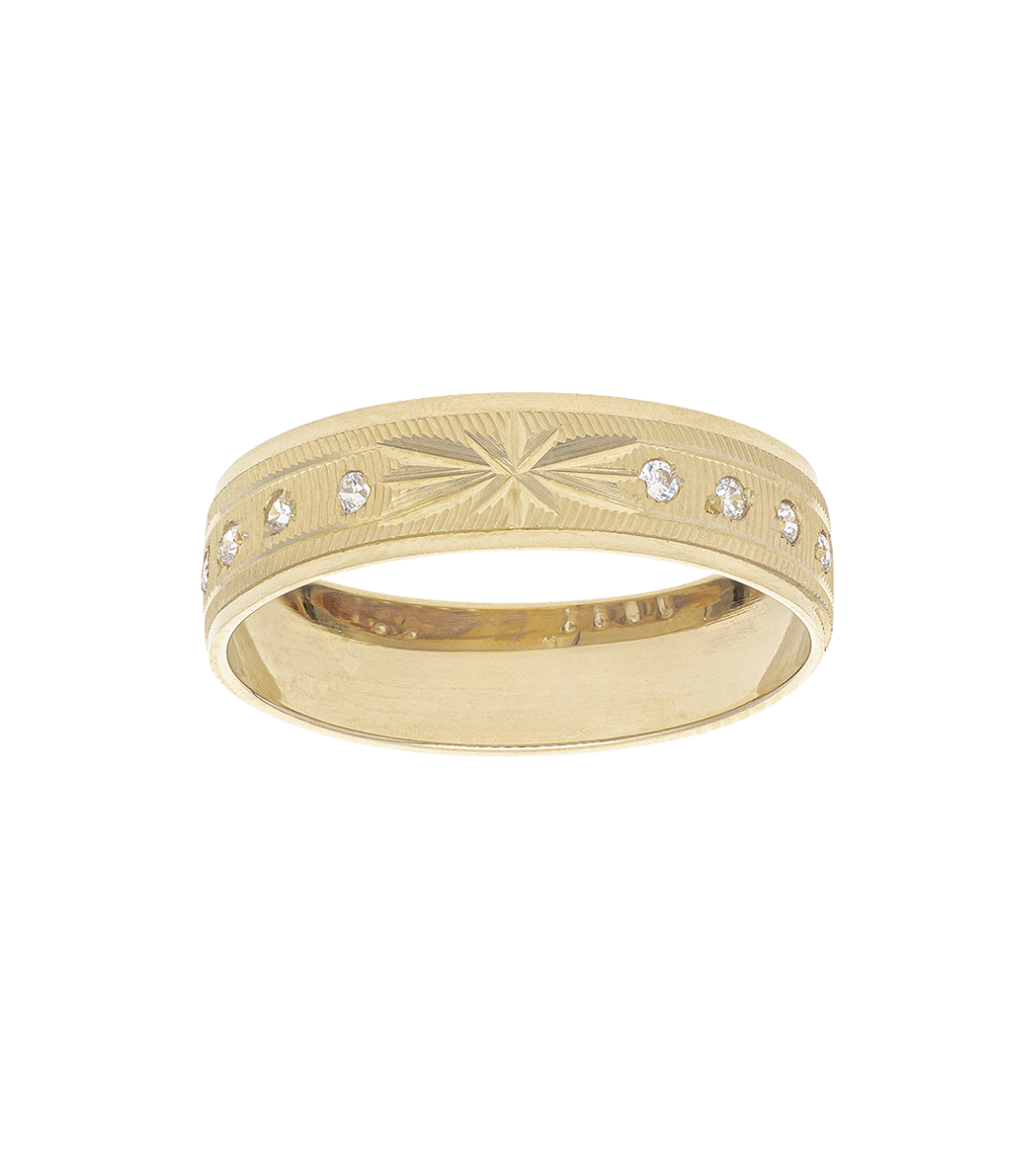Argolla Oro Amarillo Estrella con Zirconias