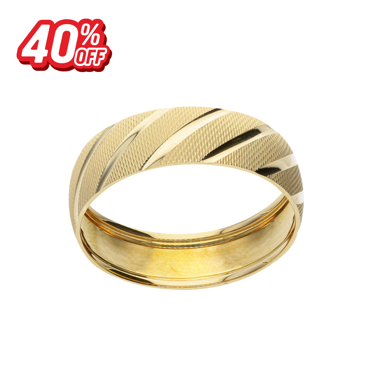 Argolla Diagonal Oro Amarillo 14K