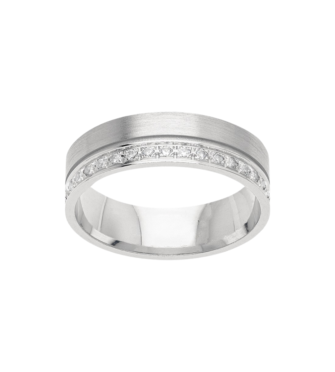 Argolla Oro Blanco Zirconia