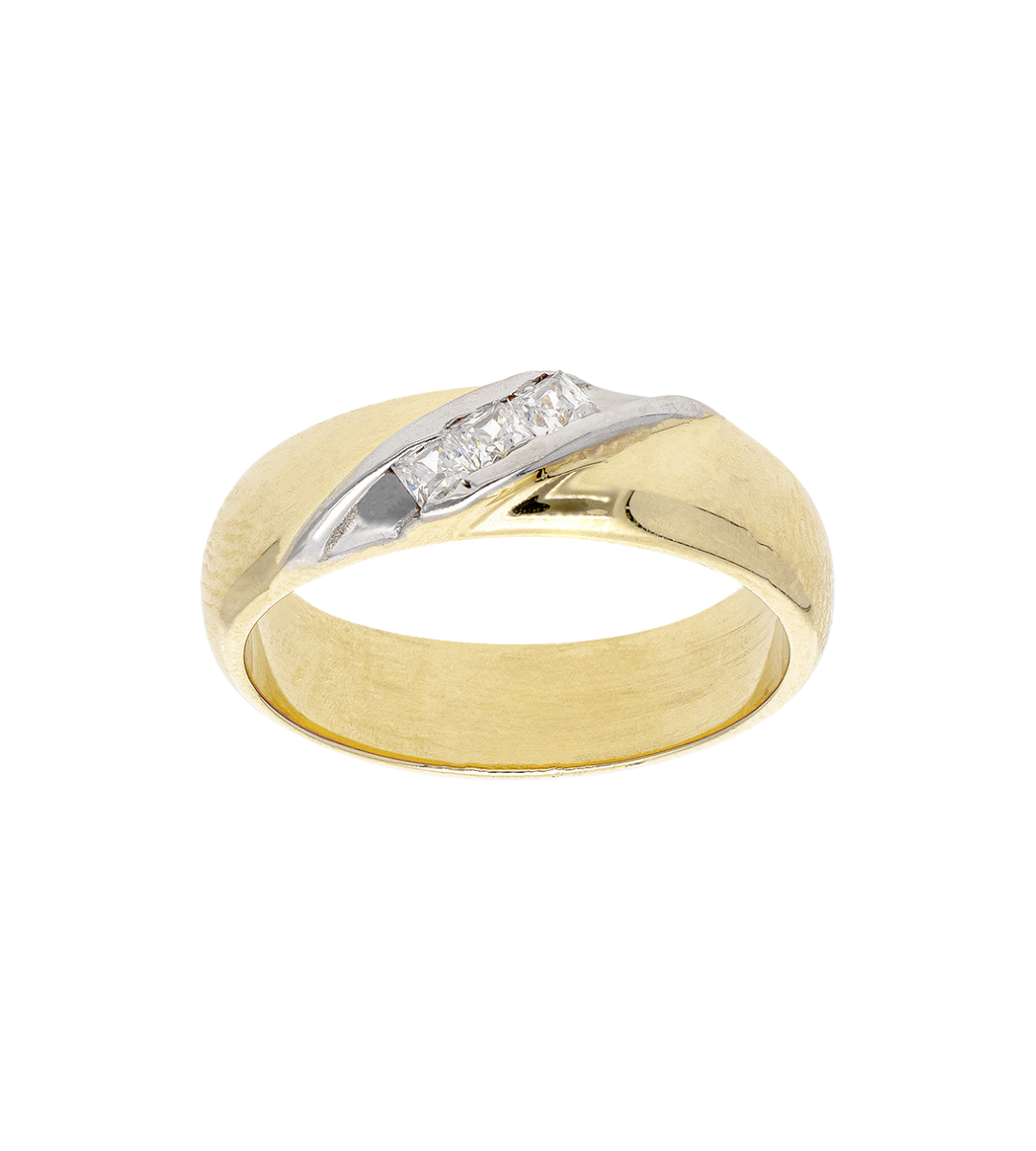 Argolla Oro Zirconia Diagonal