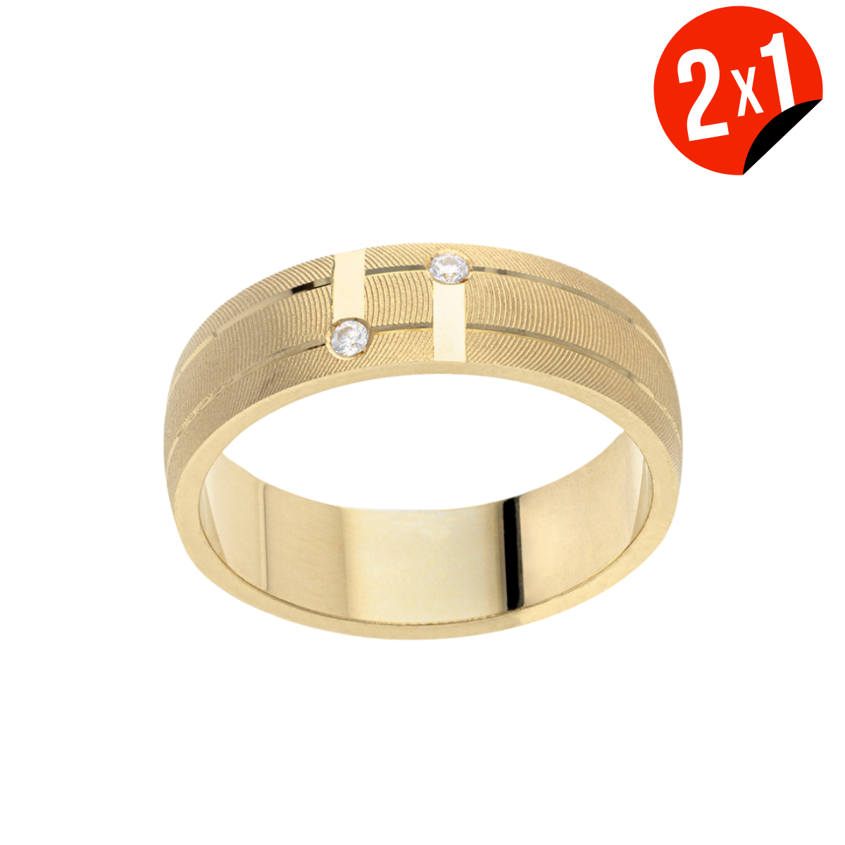 Argolla Amarillo con Zirconias Oro 14K