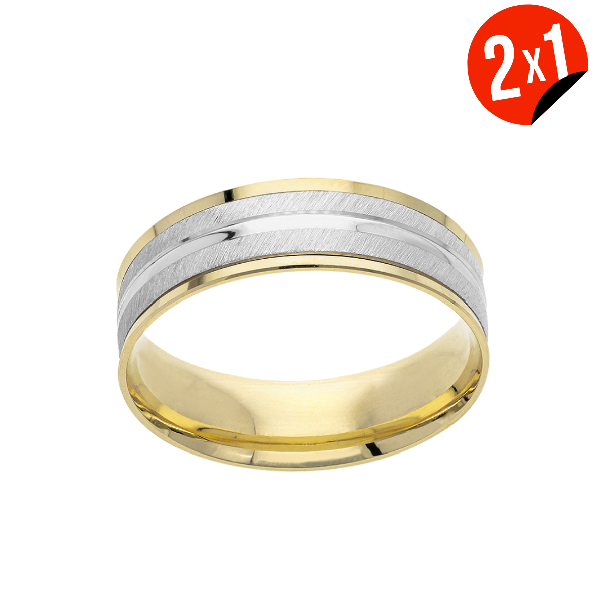 Argolla Oro 14K Amarillo y Blanco Líneas