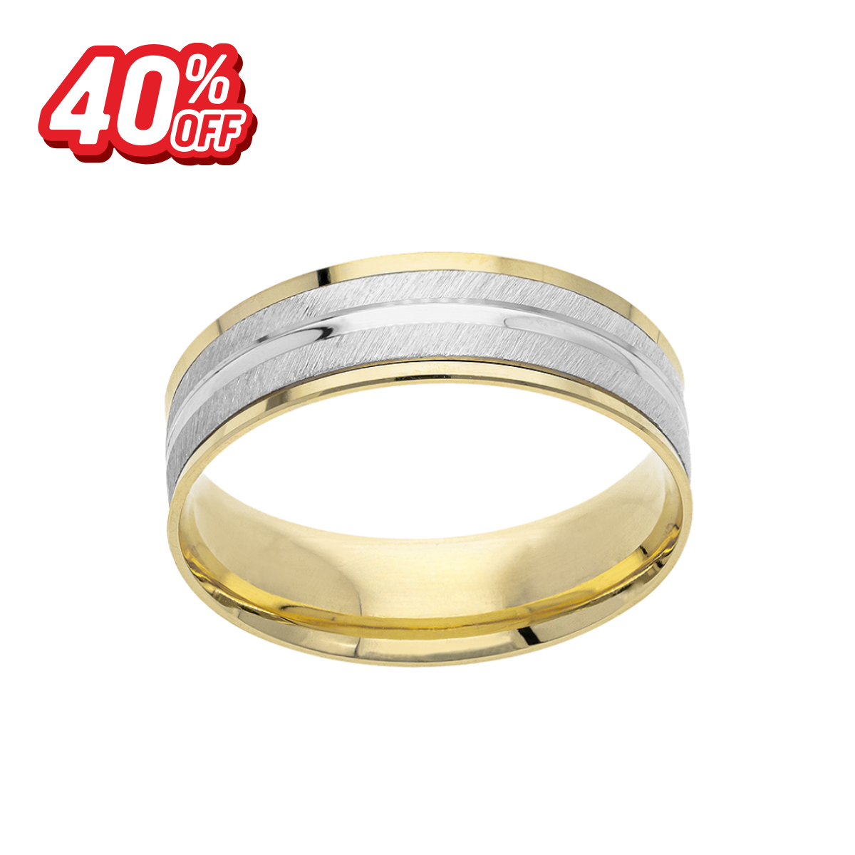 Argolla Oro 14K Amarillo y Blanco Líneas