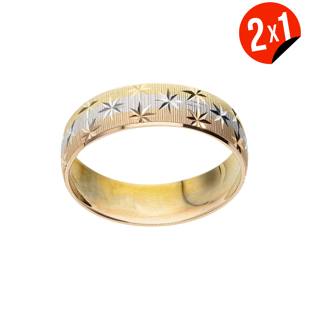 Argolla Estrellas Tres Oros 14K