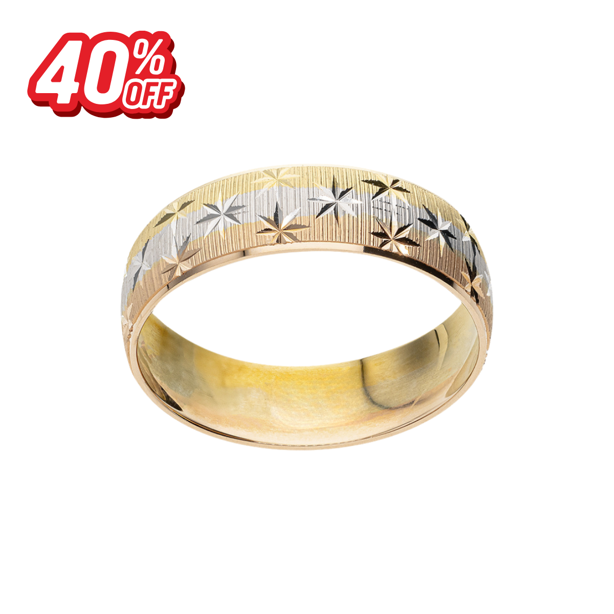 Argolla Estrellas Tres Oros 14K