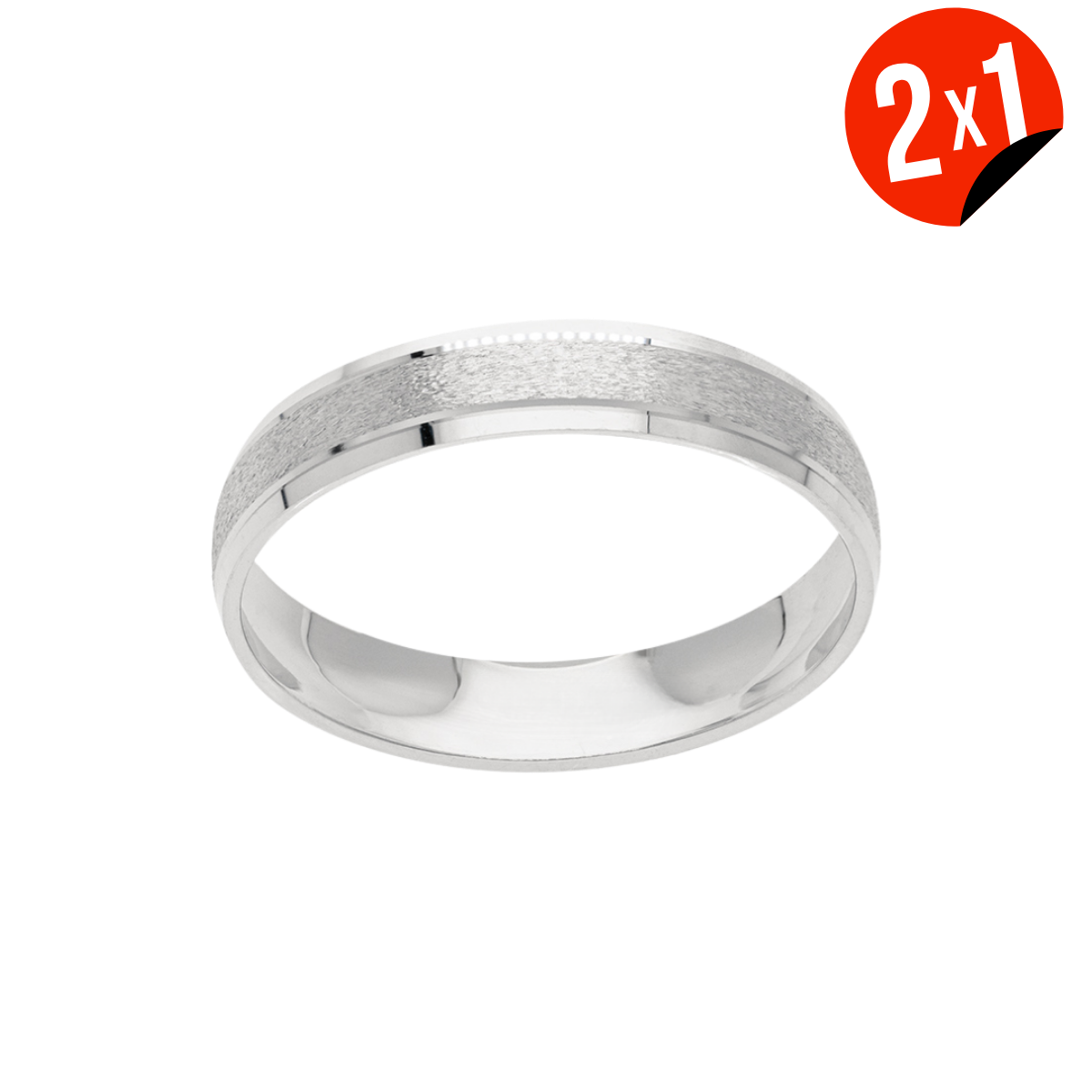 Argolla Oro 14K Blanco Mate Esmeril