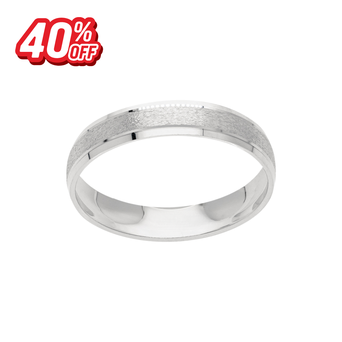 Argolla Oro 14K Blanco Mate Esmeril