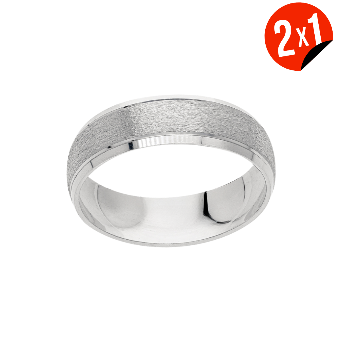 Argolla Oro 14K Blanco Mate Esmeril