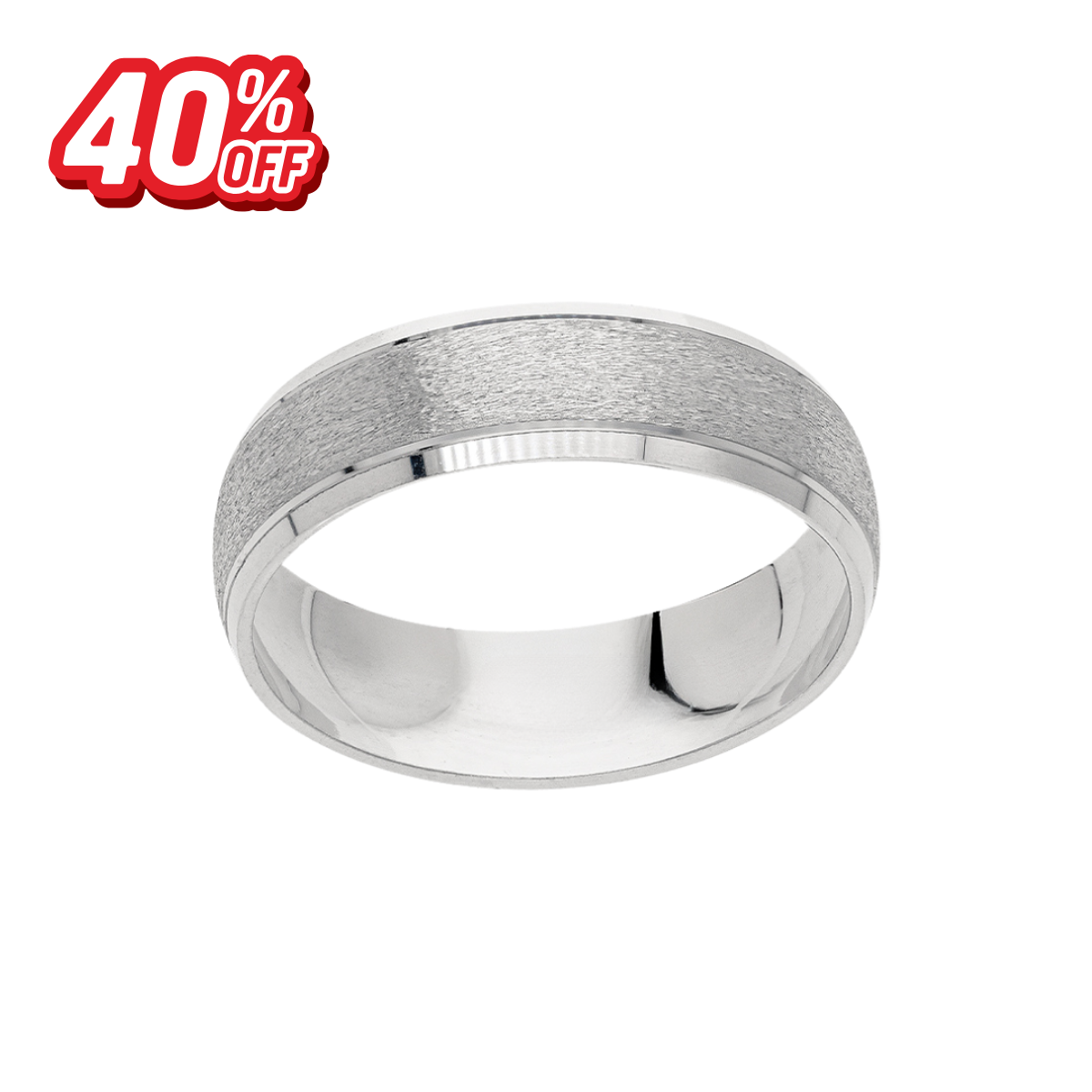 Argolla Oro 14K Blanco Mate Esmeril